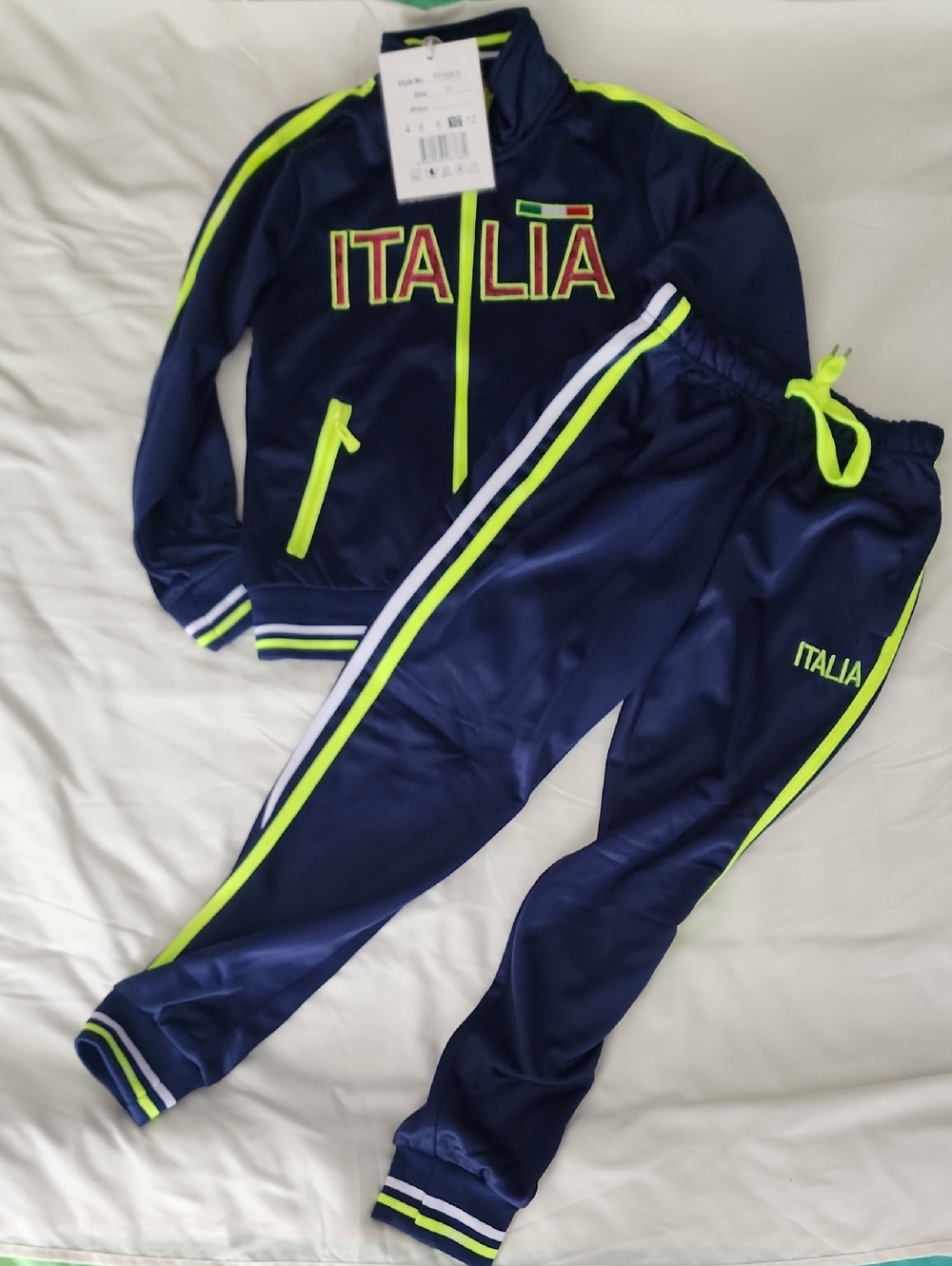 Kids Italia Navy & Neon Green Track Suit - Size 10